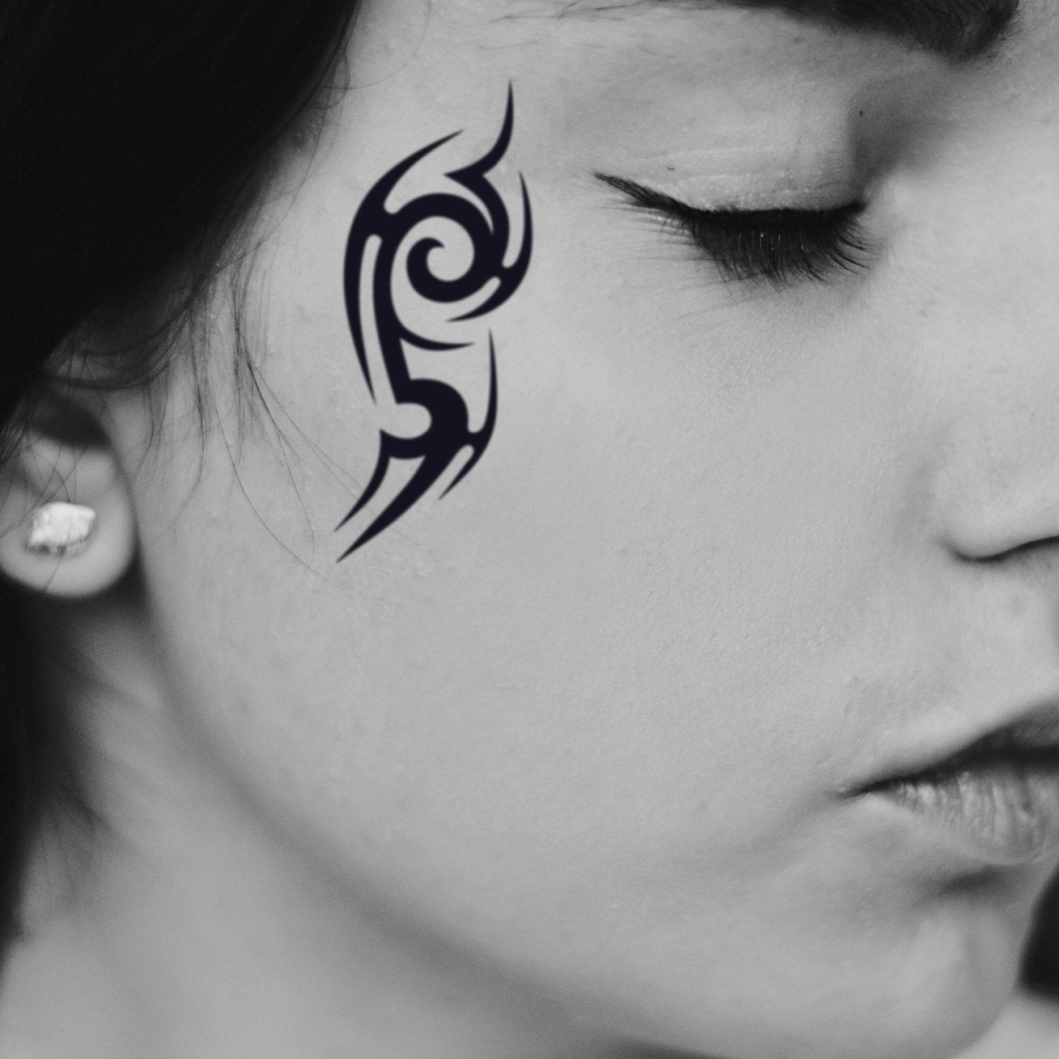 Cool Blackfoot Tribal Face Paint Female Temporary Tattoo Sticker - OhMyTat
